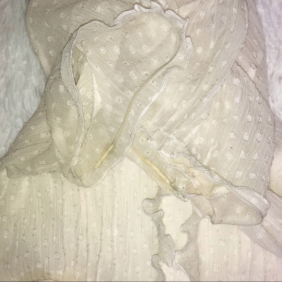 Bebe Ruffle Front Polka Dot Button Down With Tye - Picture 6 of 6